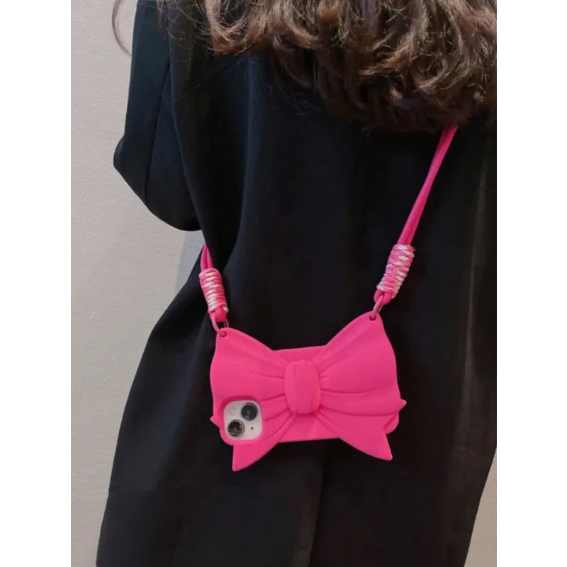 Phone Case With Strap Creative Design Soft Silicone Protective Case For IPhone 13 Pro Max 12 Pro 11 14 Pro Feminine And Elegant